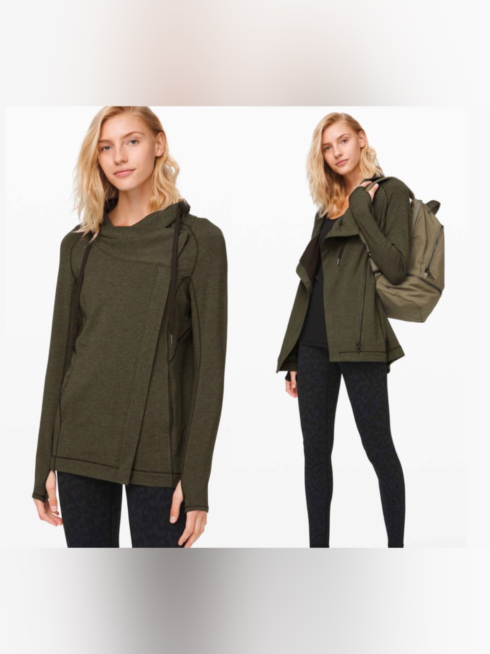 Lululemon Coast Easy Wrap Jacket Heathered Dark Olive Size 6